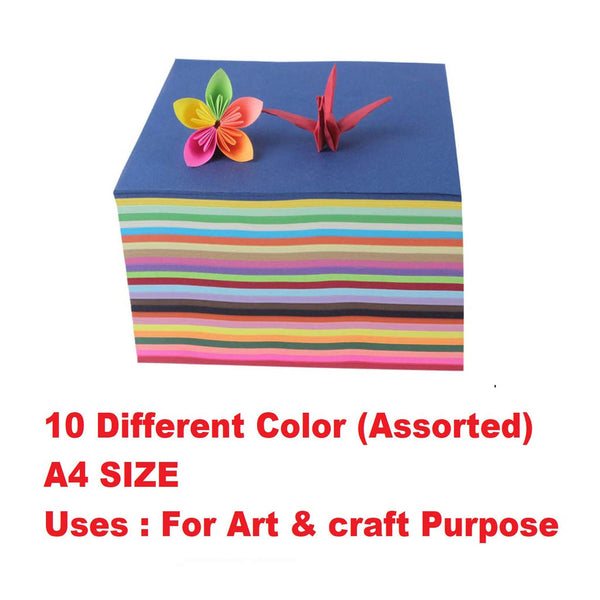 100 Pcs Color Sheets - Art and Craft Paper A4 Size