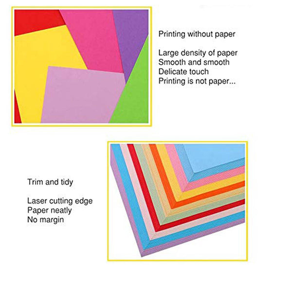 100 Pcs Color Sheets - Art and Craft Paper A4 Size