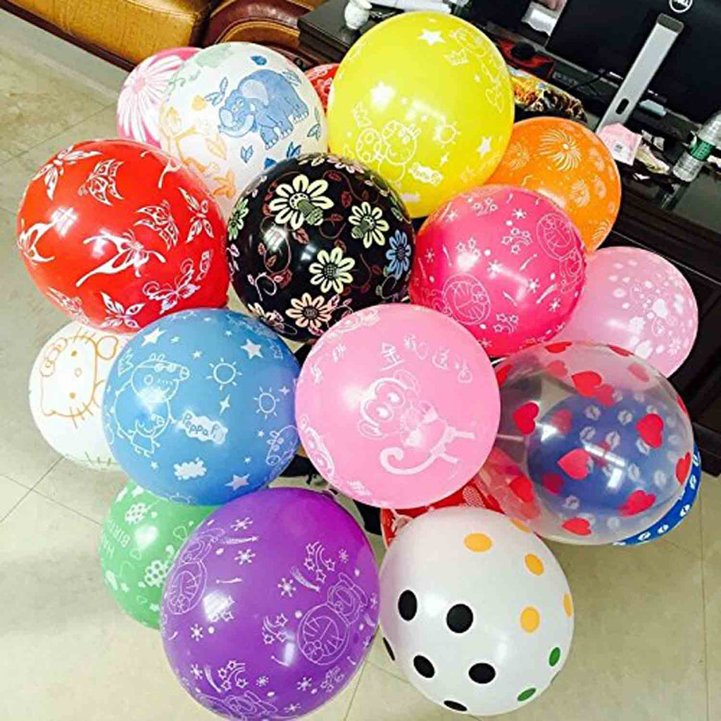 Assorted Printed Multi Color Balloons (Pack of 50) - Chirukaanuka