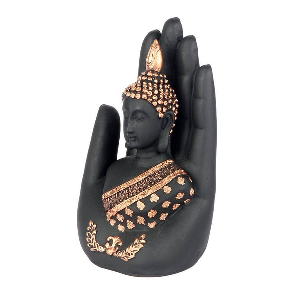 Buddha Embossed in a Palm (Black & Gold) - Chirukaanuka