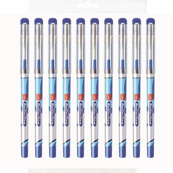 Cello Butterflow Ball Pen Set (Pack of 10 pens - Blue)