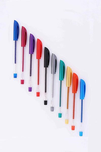 Cello Geltech Fun Glitter Gel Pen (Pack of 10 pens in Multicolour ink)