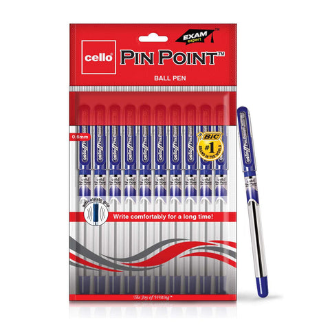 Cello Pinpoint Ball Pen (Pack of 10 pens - Blue)