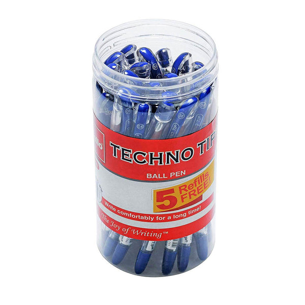 Cello Technotip Ball Pen Jar (Pack of 20 Blue Pens With 5 free Blue Refills)