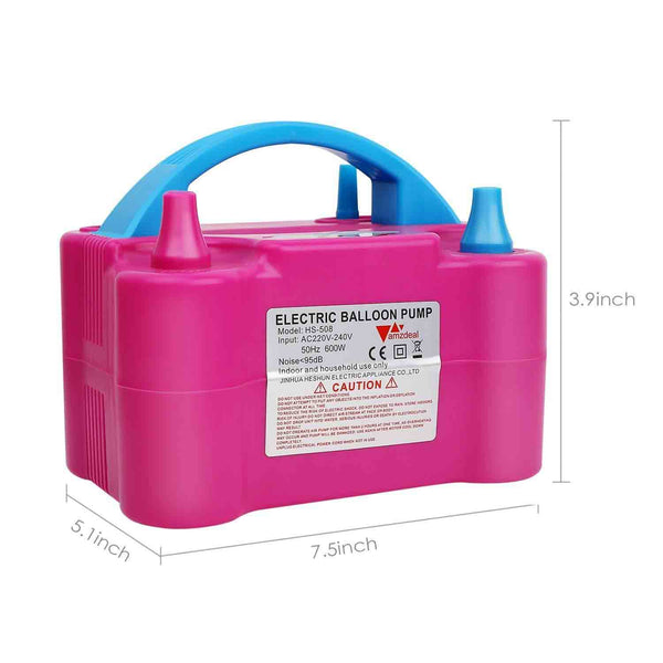 Dual Nozzle Rose Red Balloon Air Inflator Pump Portable - Chirukaanuka
