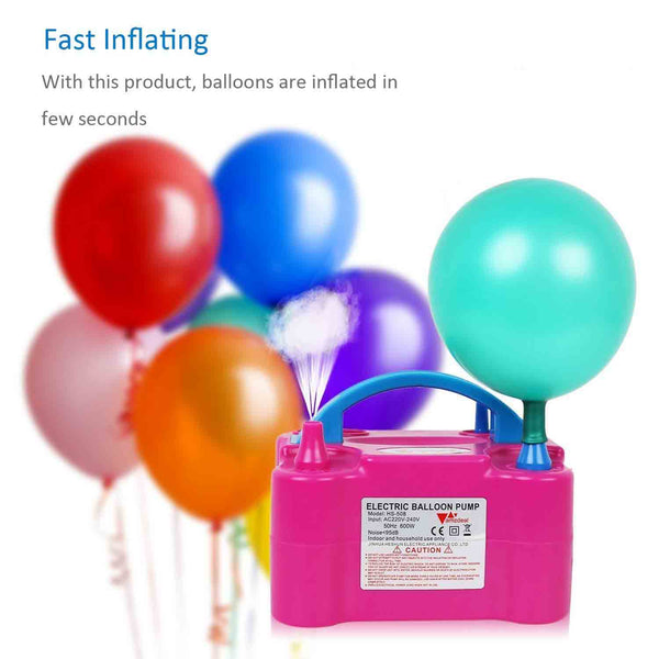 Dual Nozzle Rose Red Balloon Air Inflator Pump Portable - Chirukaanuka
