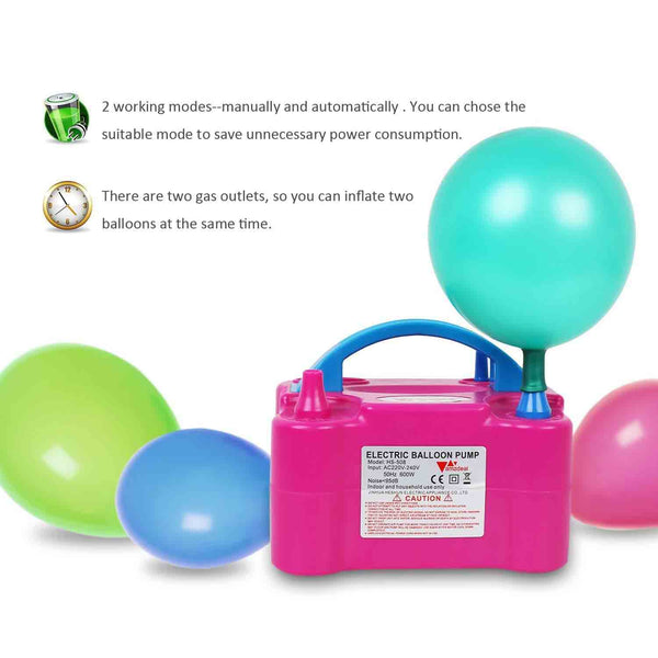 Dual Nozzle Rose Red Balloon Air Inflator Pump Portable - Chirukaanuka