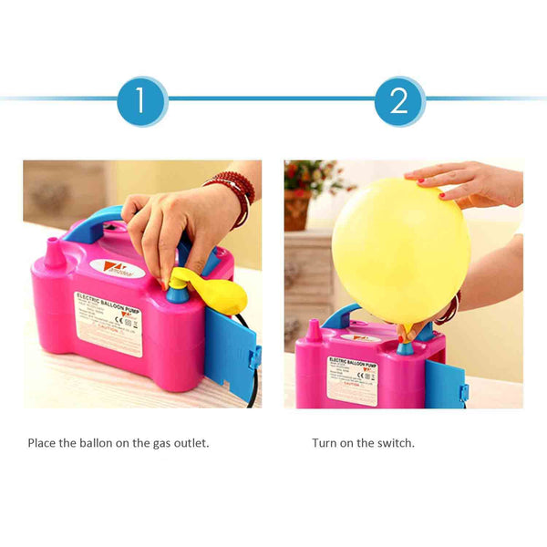 Dual Nozzle Rose Red Balloon Air Inflator Pump Portable - Chirukaanuka