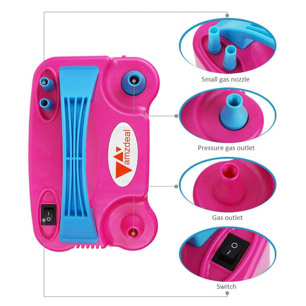 Dual Nozzle Rose Red Balloon Air Inflator Pump Portable - Chirukaanuka