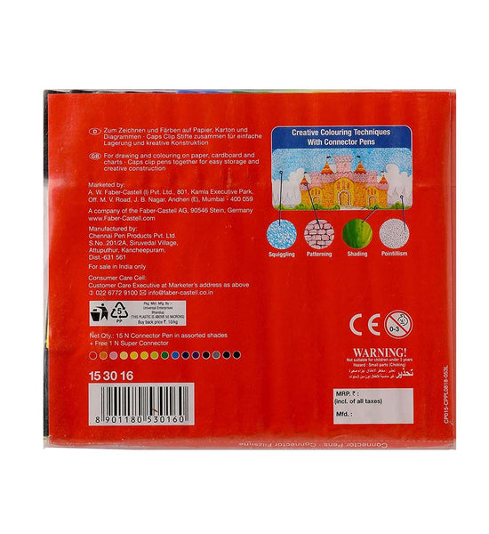 Faber-Castell Connector Pen Set - Pack of 15 (Assorted)