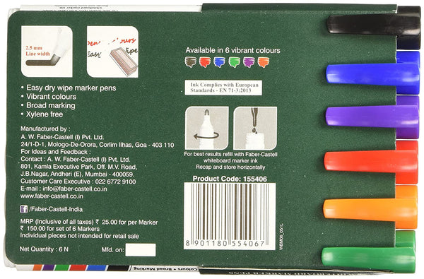 Faber-Castell Whiteboard Market - Pack of 6 (Assorted)