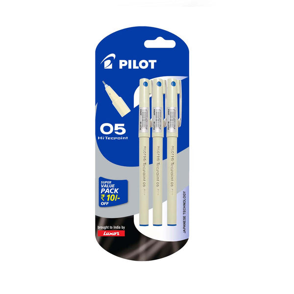 Pilot Hi-Techpoint 05 Super Value Pen - Pack of 3, Blue