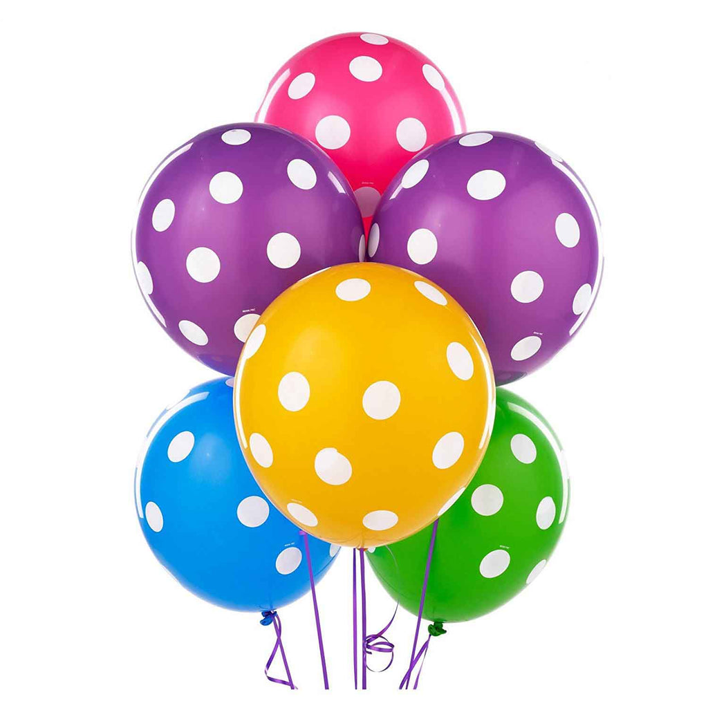 Polka Dot Printed Balloons Multi Color (Pack Of 30) - Chirukaanuka