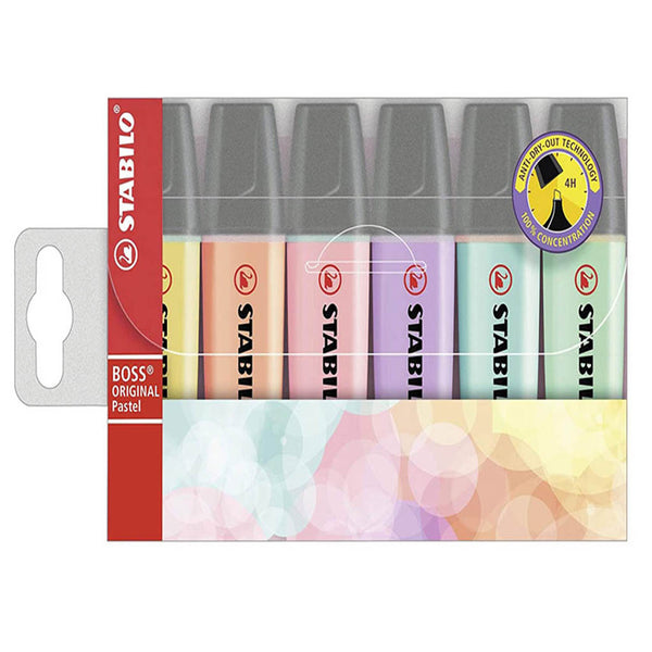 STABILO BOSS Original Pastel - Highlighter Pen - Pack of 6 (Assorted Colours)