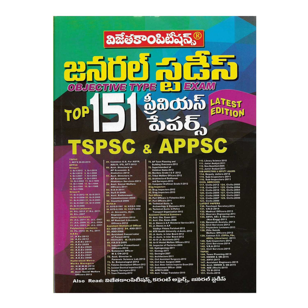 TSPSC & APPSC General Studies - TOP 151 Previous Papers (Telugu) - 2016 - Chirukaanuka
