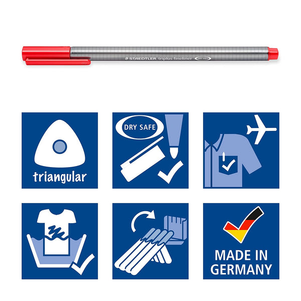 Triplus Fineliner Tip Pen in Staedtler Box - Pack of 10 (Multicolor)