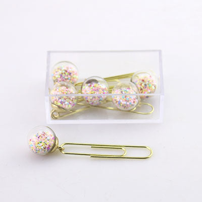 Glass ball Paper Clips Bookmark - Chirukaanuka